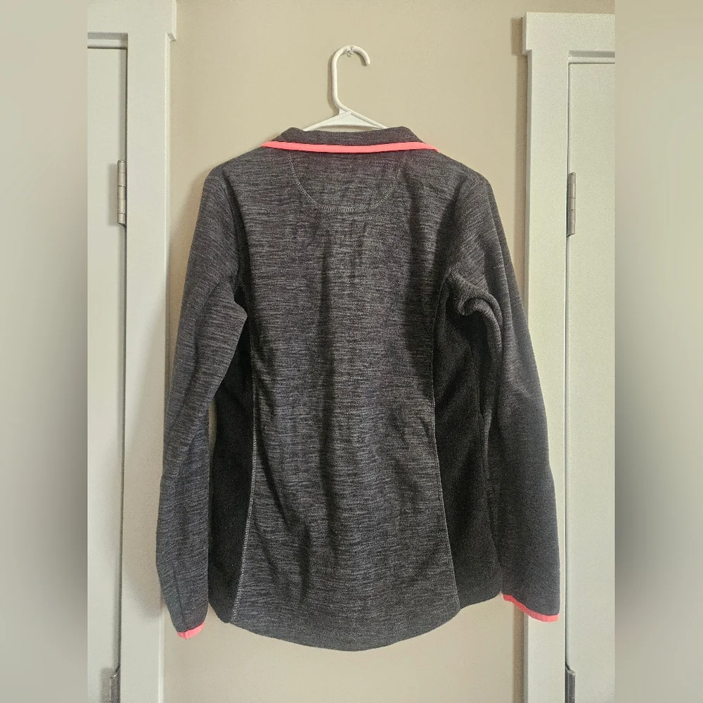 MTA sport fleece long sleeve sweater zip jacket medium dark charcoal grey pink - Picture 5 of 5